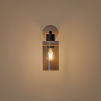 Væglampe WOODNEST 1xE27/15W/230V fyrretræ/røget sort