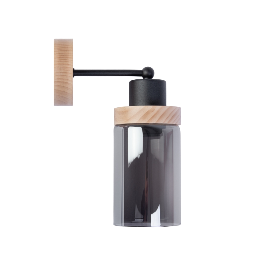 Væglampe WOODNEST 1xE27/15W/230V fyrretræ/røget sort