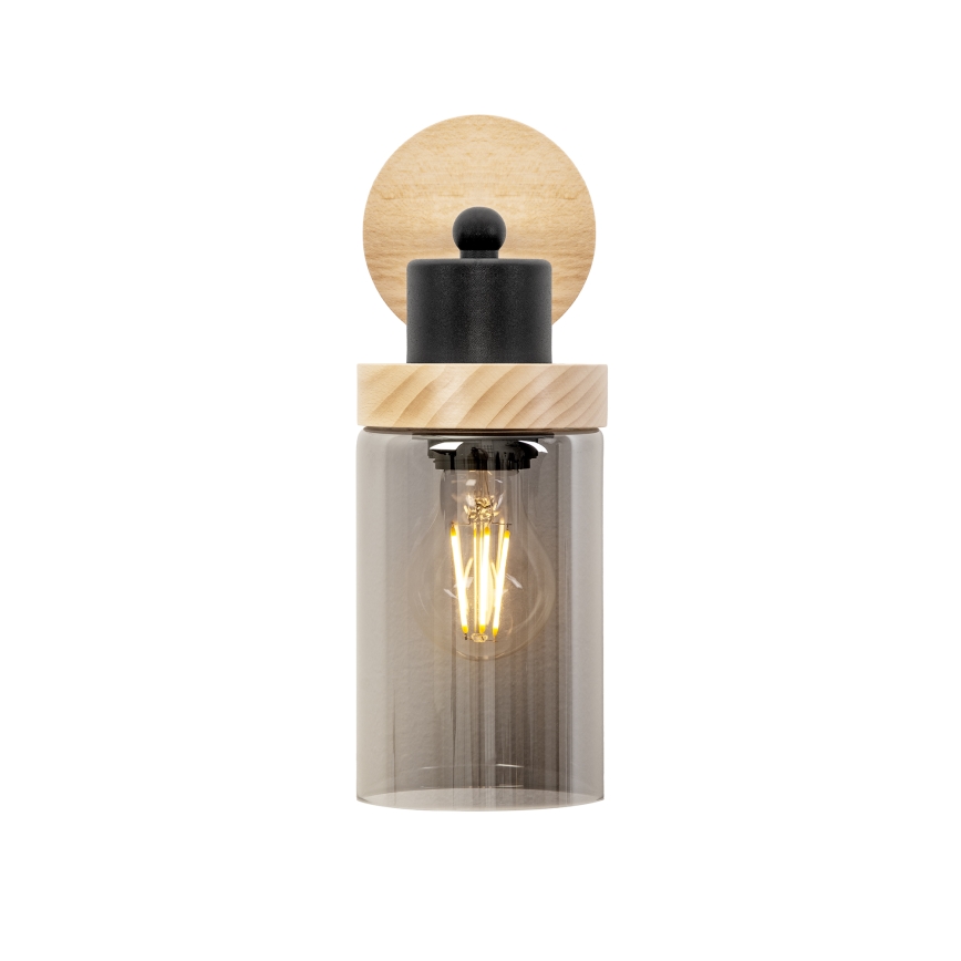 Væglampe WOODNEST 1xE27/15W/230V fyrretræ/røget sort