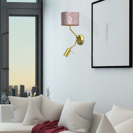 Væglampe ZIGGY 1xE27/40W/230V + 1xGU10/MR11/7W pink/guld