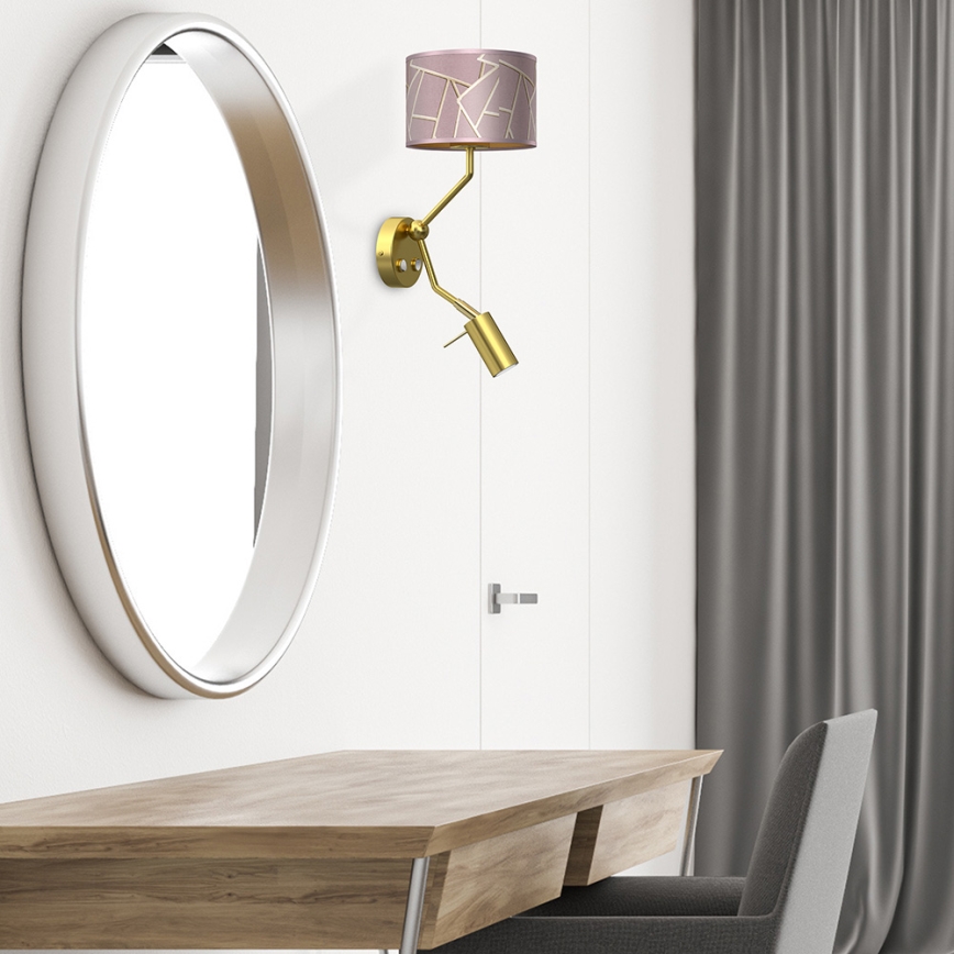Væglampe ZIGGY 1xE27/40W/230V + 1xGU10/MR11/7W pink/guld