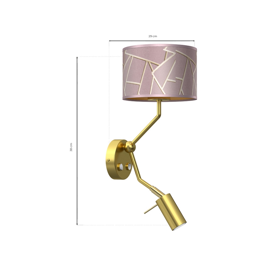Væglampe ZIGGY 1xE27/40W/230V + 1xGU10/MR11/7W pink/guld