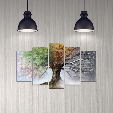 Vægmaleri 5 stk. 110x60 cm træ