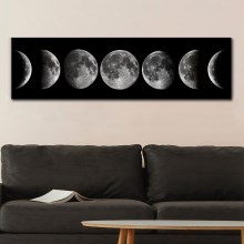 Vægmaleri på lærred 50x120 cm månefaser