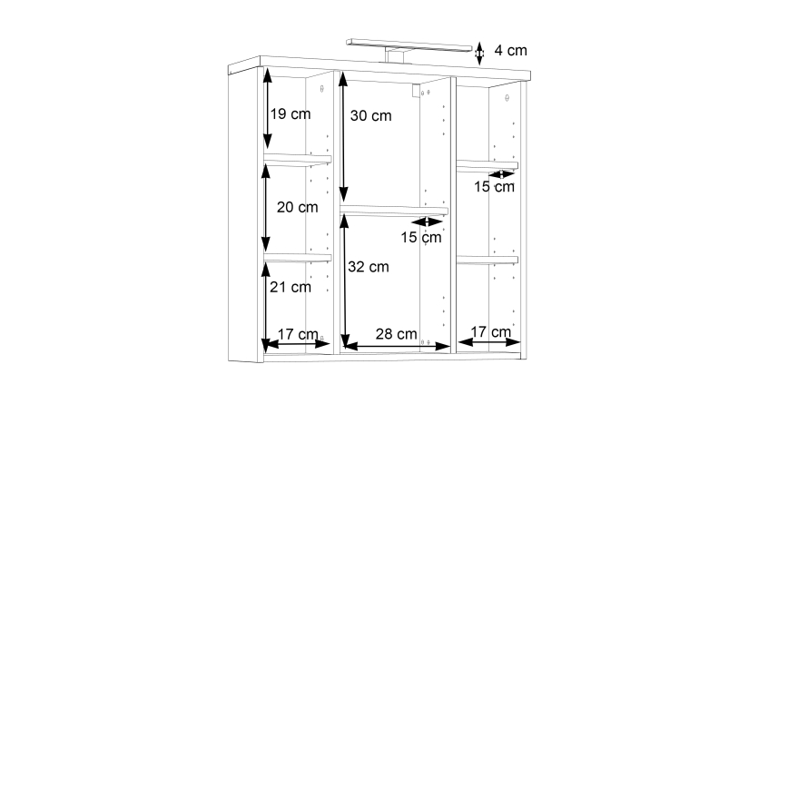 Vægmonteret badeværelsesskab med spejl VENOM antracit/brun