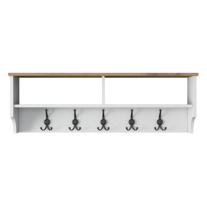 Vægmonteret knagerække RANI 120x37x22 cm hvid/beige