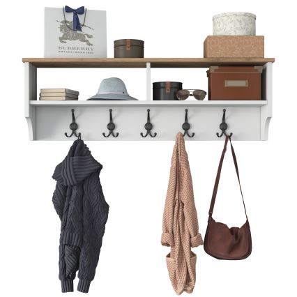 Vægmonteret knagerække RANI 120x37x22 cm hvid/beige