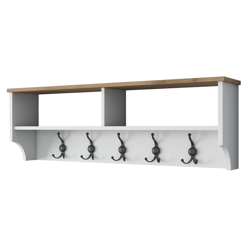 Vægmonteret knagerække RANI 120x37x22 cm hvid/beige