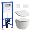 Vægmonteret toilet PRO + toiletbræt SoftClose PRO + skylleknap DUAL LIS + indbygningsmodul + isoleringsmåtte
