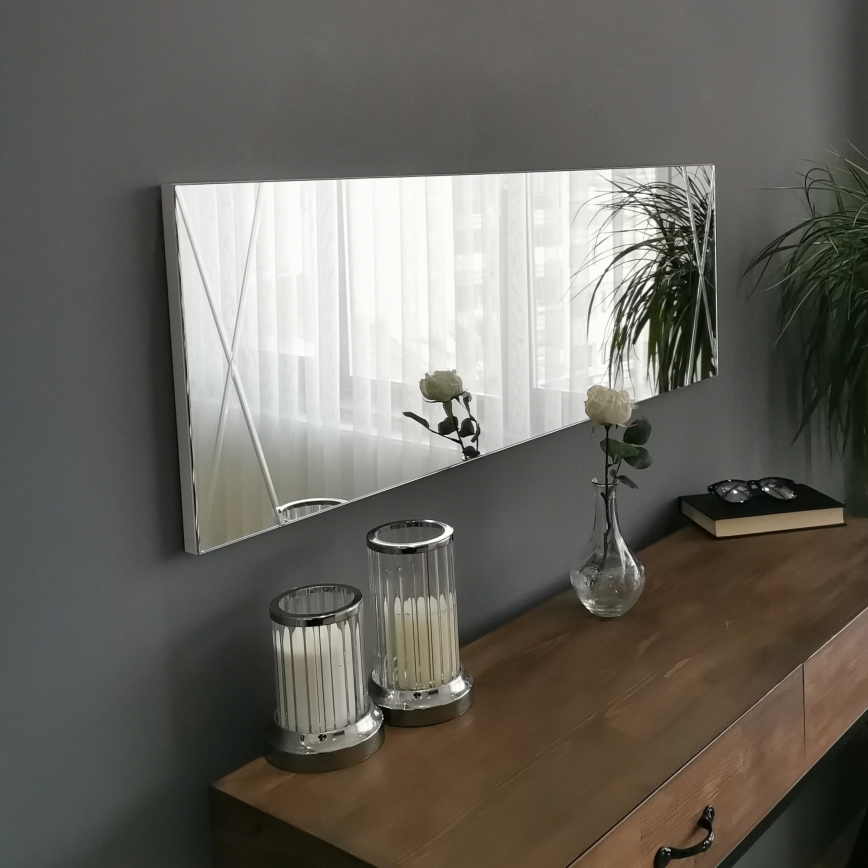 Vægspejl 105x35 cm sølvfarvet