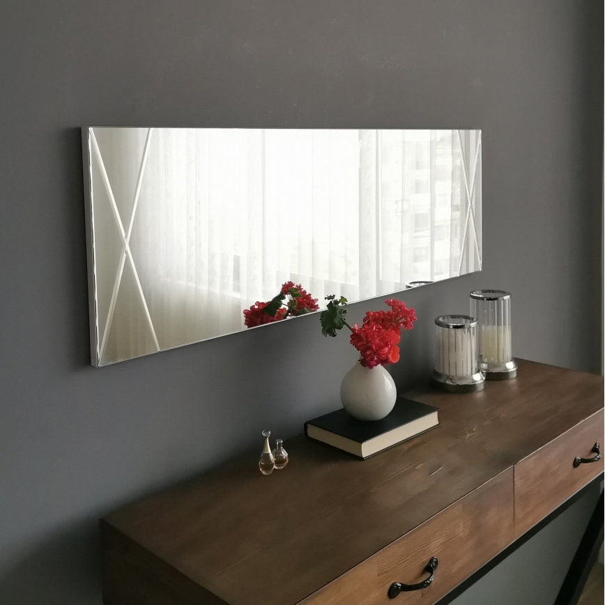 Vægspejl 105x35 cm sølvfarvet