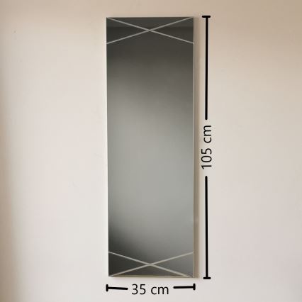 Vægspejl 105x35 cm sølvfarvet