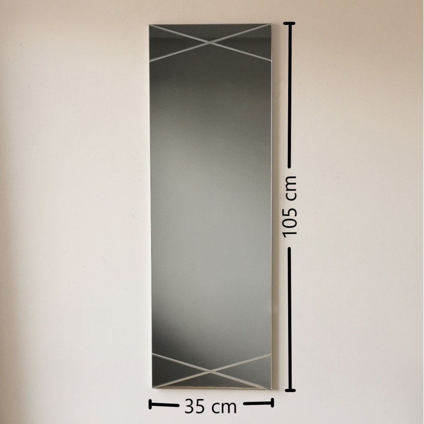Vægspejl 105x35 cm sølvfarvet