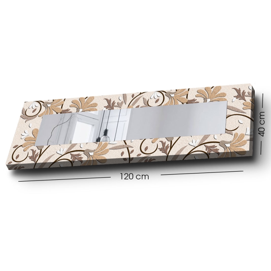 Vægspejl 120x40 cm blomster