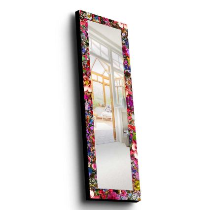 Vægspejl 120x40 cm fyrretræ/blomster