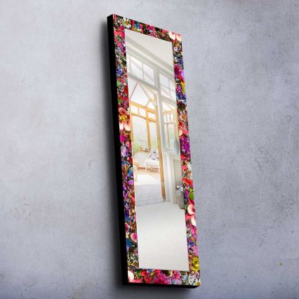 Vægspejl 120x40 cm fyrretræ/blomster