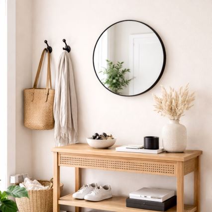 Vægspejl CHICAGO Ø 40 cm sort