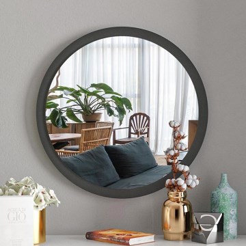Vægspejl diameter 45 cm sort