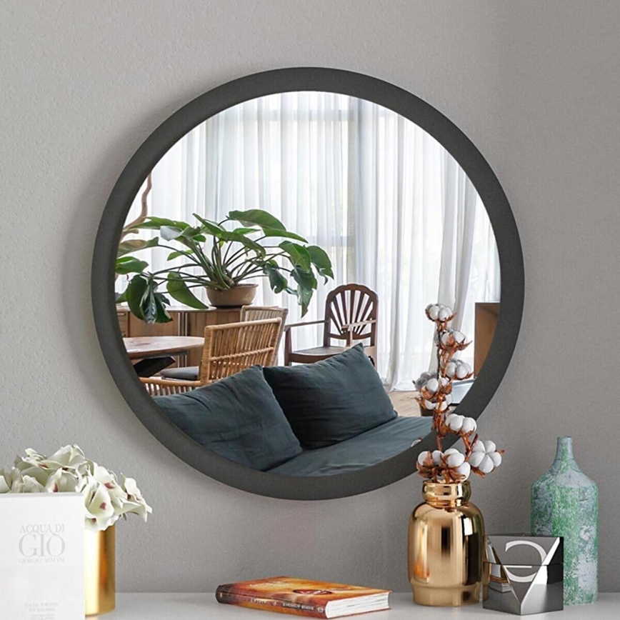 Vægspejl diameter 45 cm sort