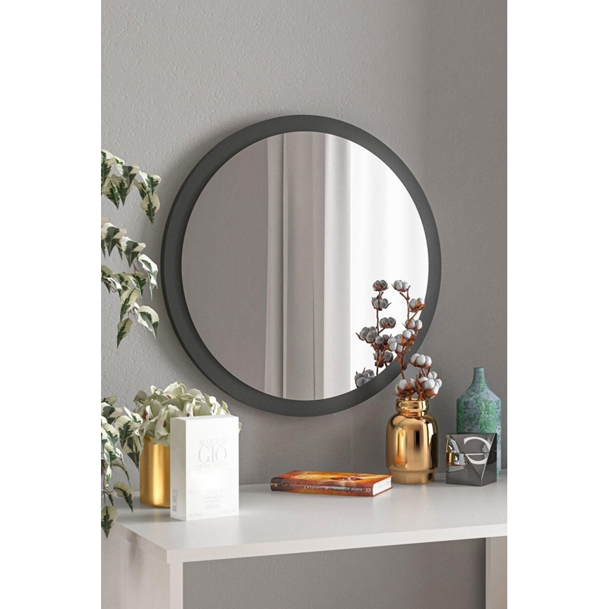 Vægspejl diameter 45 cm sort
