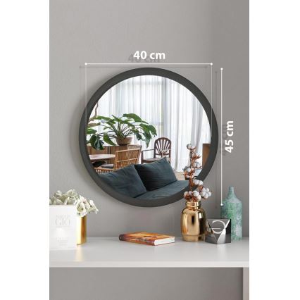 Vægspejl diameter 45 cm sort