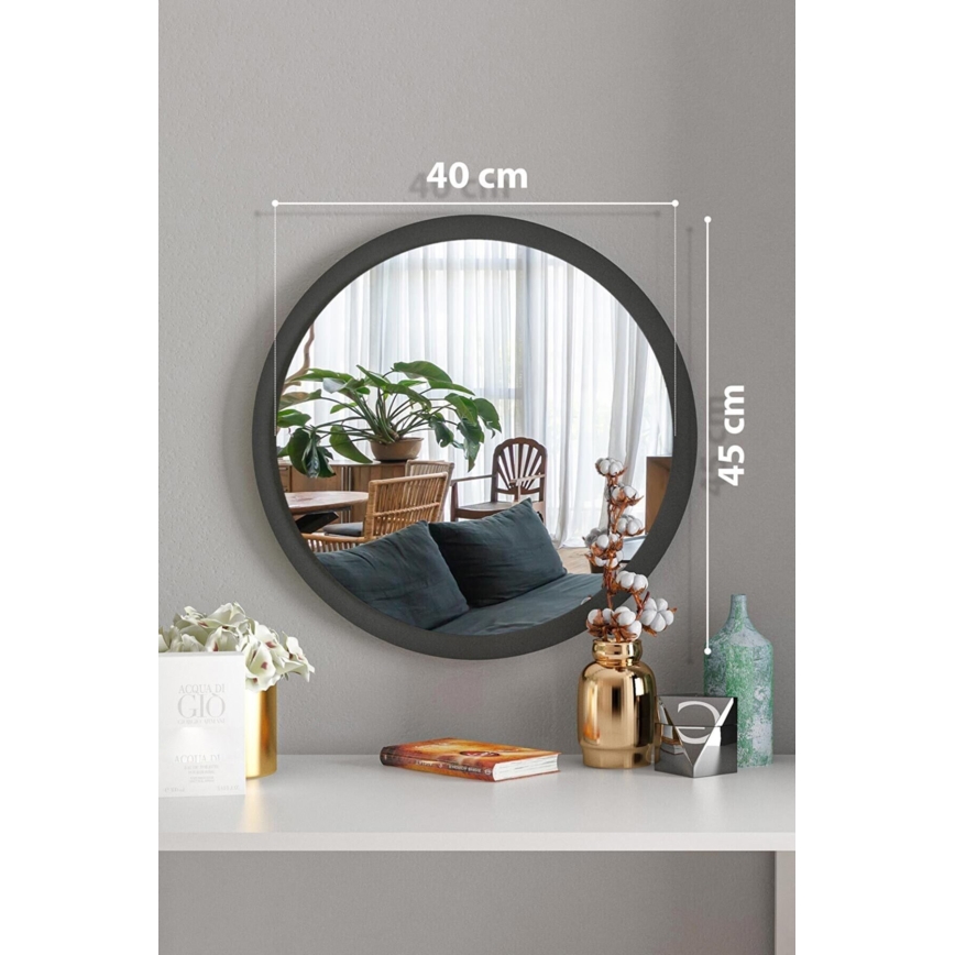Vægspejl diameter 45 cm sort