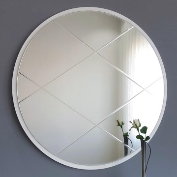 Vægspejl diameter 60 cm hvid