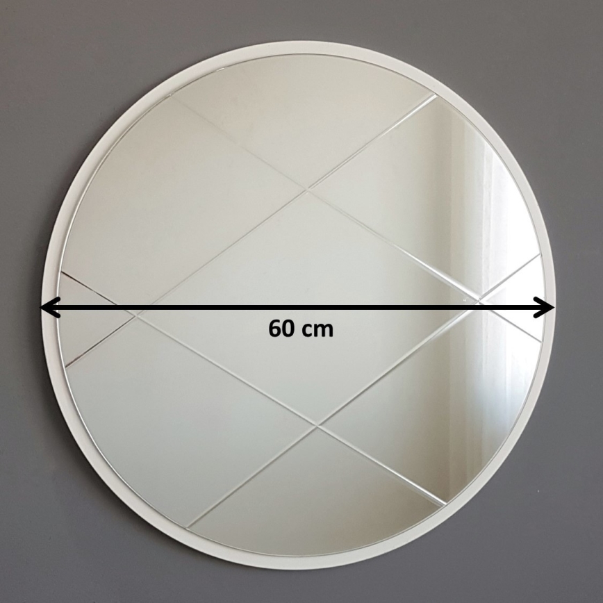 Vægspejl diameter 60 cm hvid
