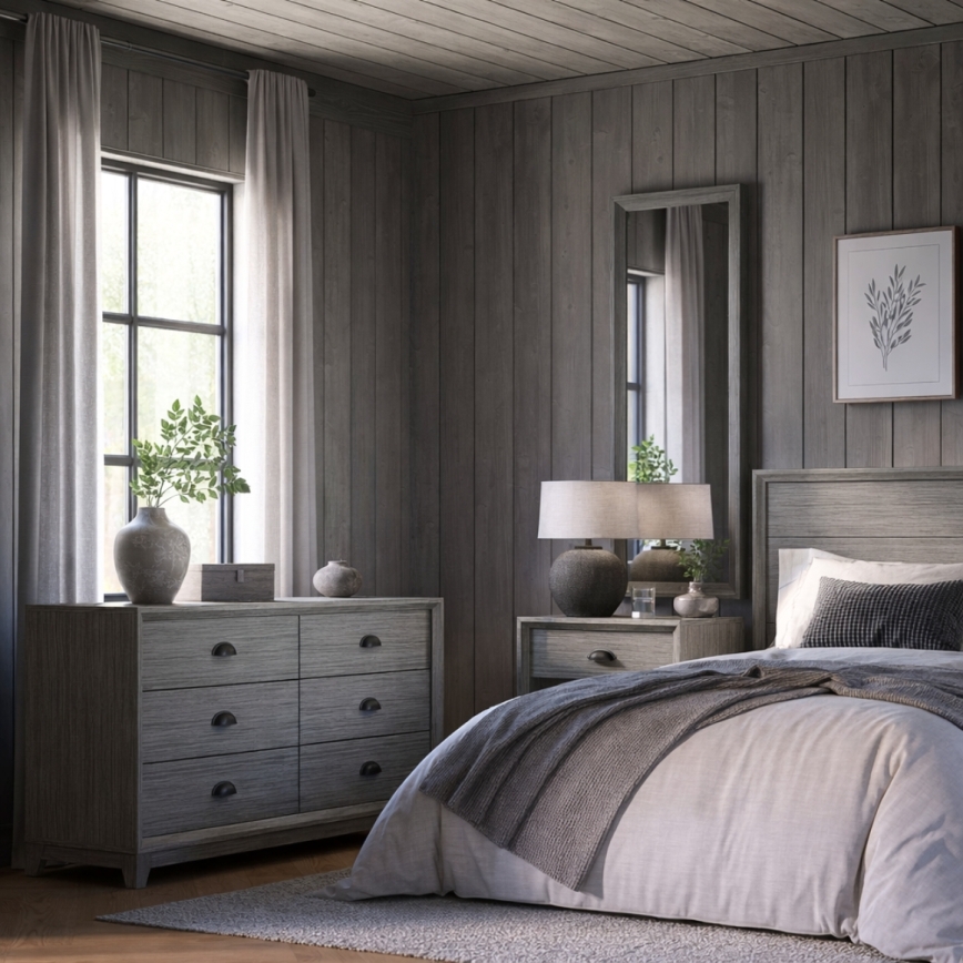 Vægspejl FIONA 96x36 cm grå