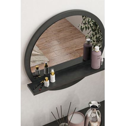 Vægspejl med en hylde 45x45 cm sort