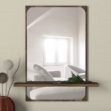 Vægspejl med hylde EKOL 70x45 cm brun