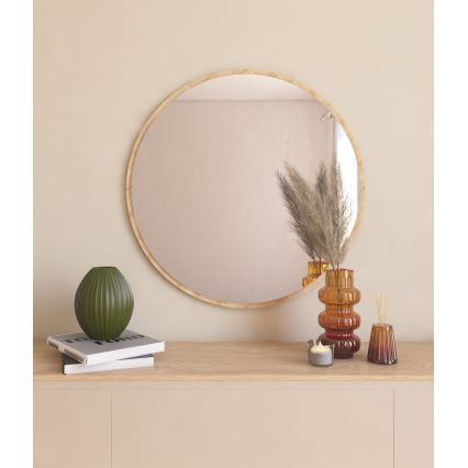 Vægspejl OZZE diameter 60 cm brun