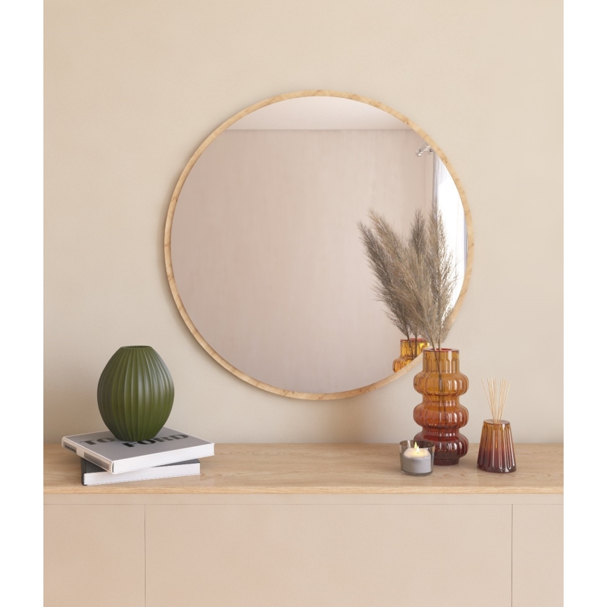 Vægspejl OZZE diameter 60 cm brun
