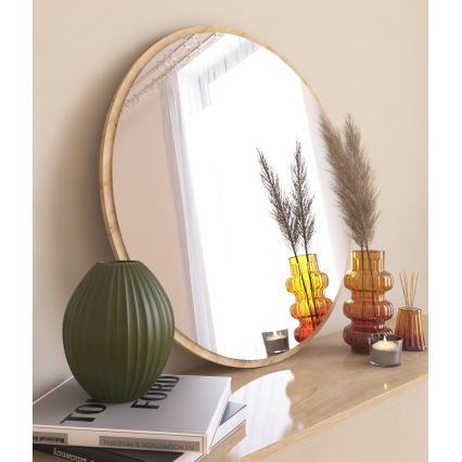 Vægspejl OZZE diameter 60 cm brun