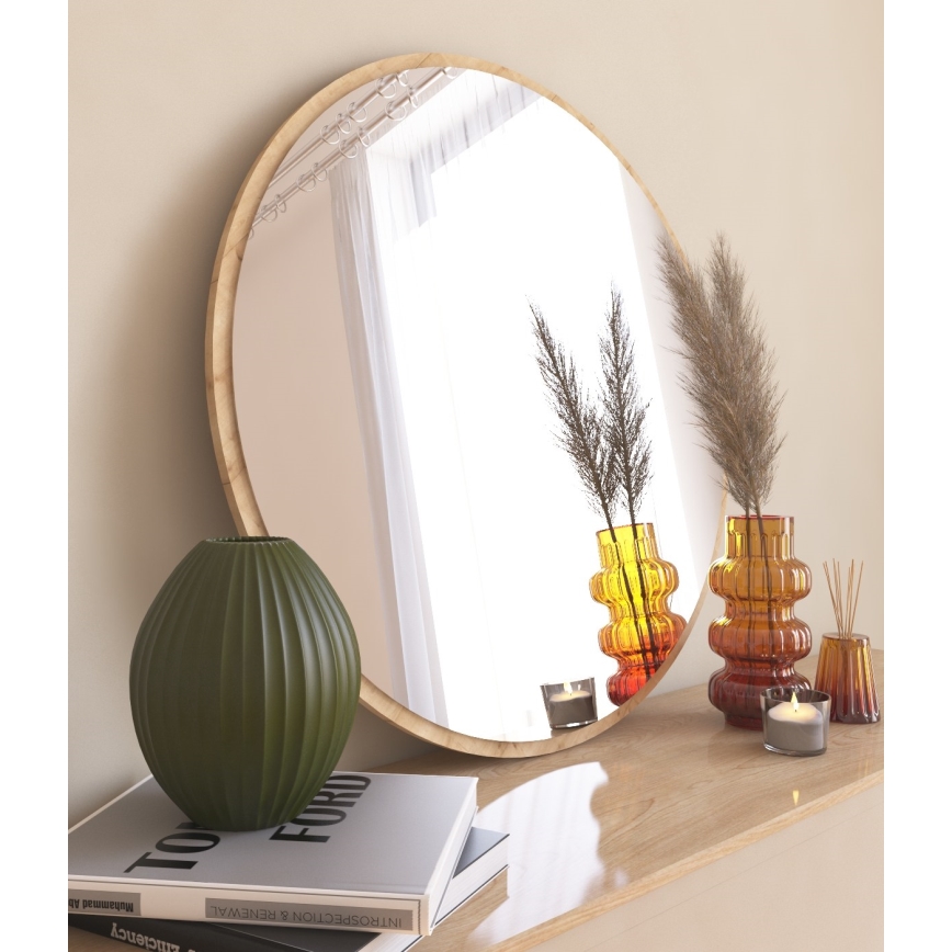 Vægspejl OZZE diameter 60 cm brun
