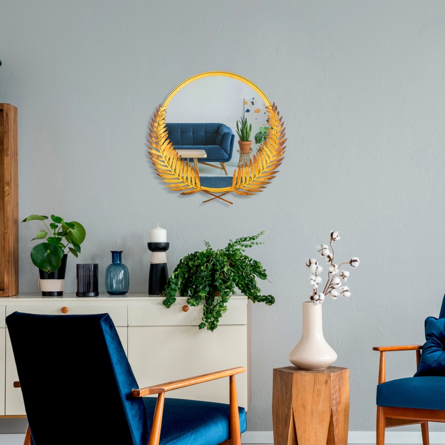Vægspejl PALM 59x57 cm guldfarvet