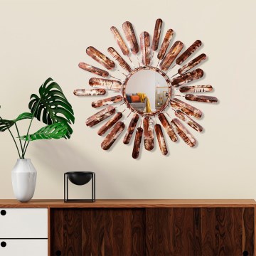 Vægspejl SOL diameter 75 cm brun