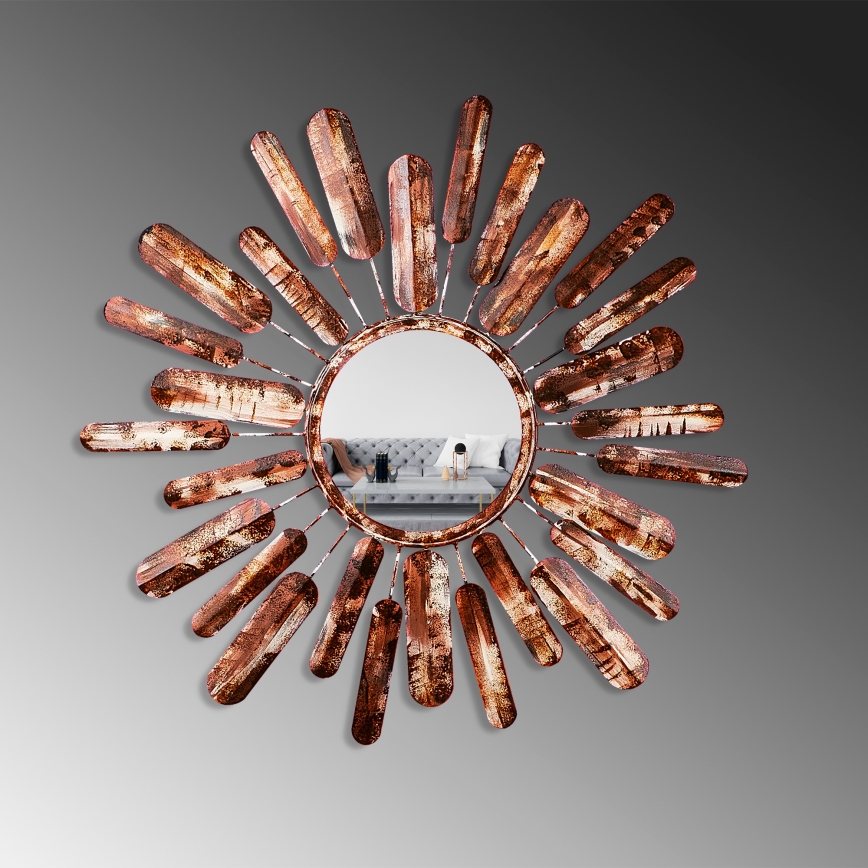Vægspejl SOL diameter 75 cm brun