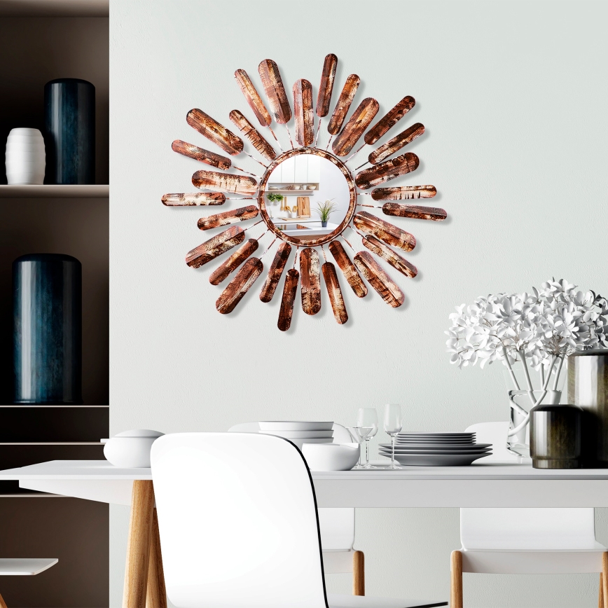Vægspejl SOL diameter 75 cm brun