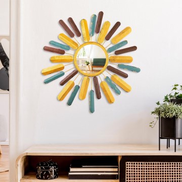 Vægspejl SOL diameter 75 cm gul