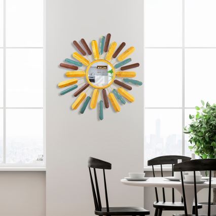 Vægspejl SOL diameter 75 cm gul