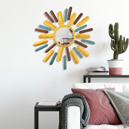 Vægspejl SOL diameter 75 cm gul