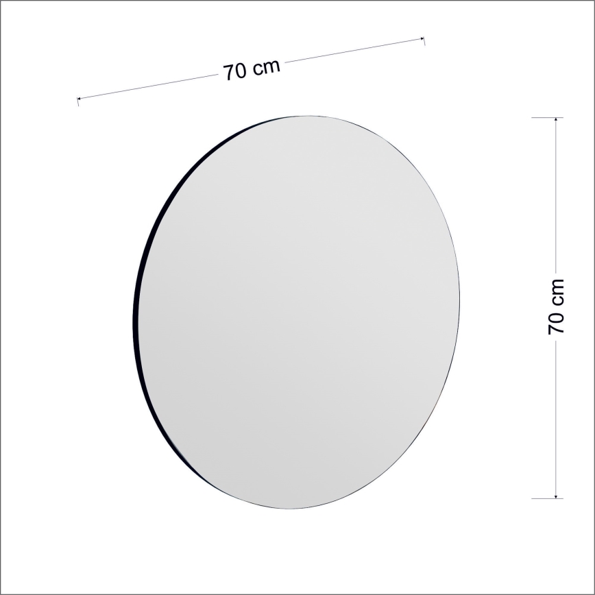 Vægspejl ZEOS diameter 70 cm sort