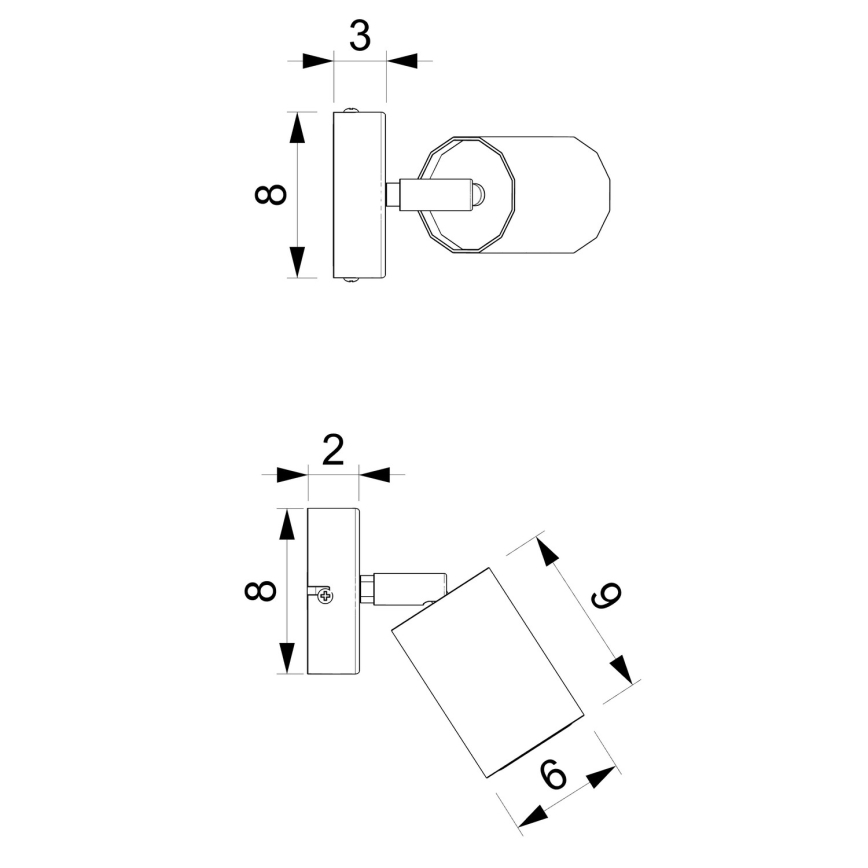 Vægspot BELLO 1xGU10/8W/230V sort