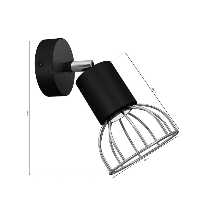 Vægspot DANTE 1xGU10/25W/230V sort/skinnende krom