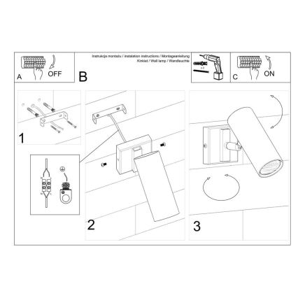 Vægspot DIREZIONE 1xGU10/40W/230V sort