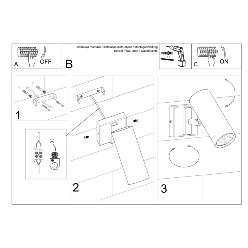Vægspot DIREZIONE 1xGU10/40W/230V sort