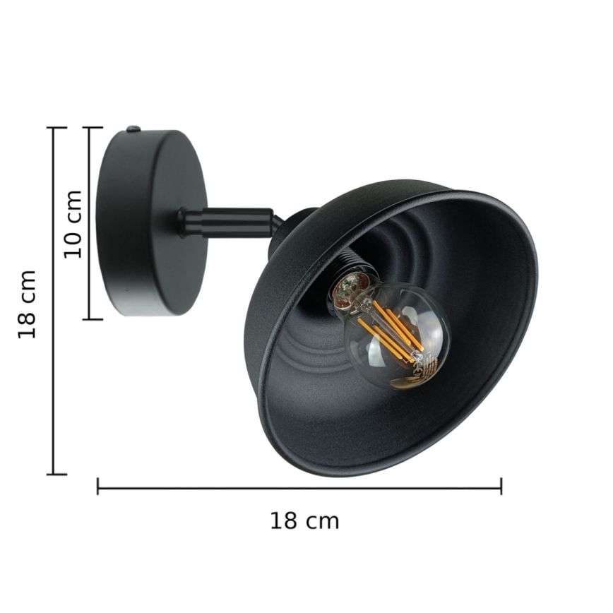 Vægspot FAUN 1xE27/60W/230V sort