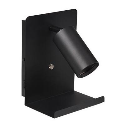 Vægspot med hylde og USB oplader 1xGU10/35W/230V sort