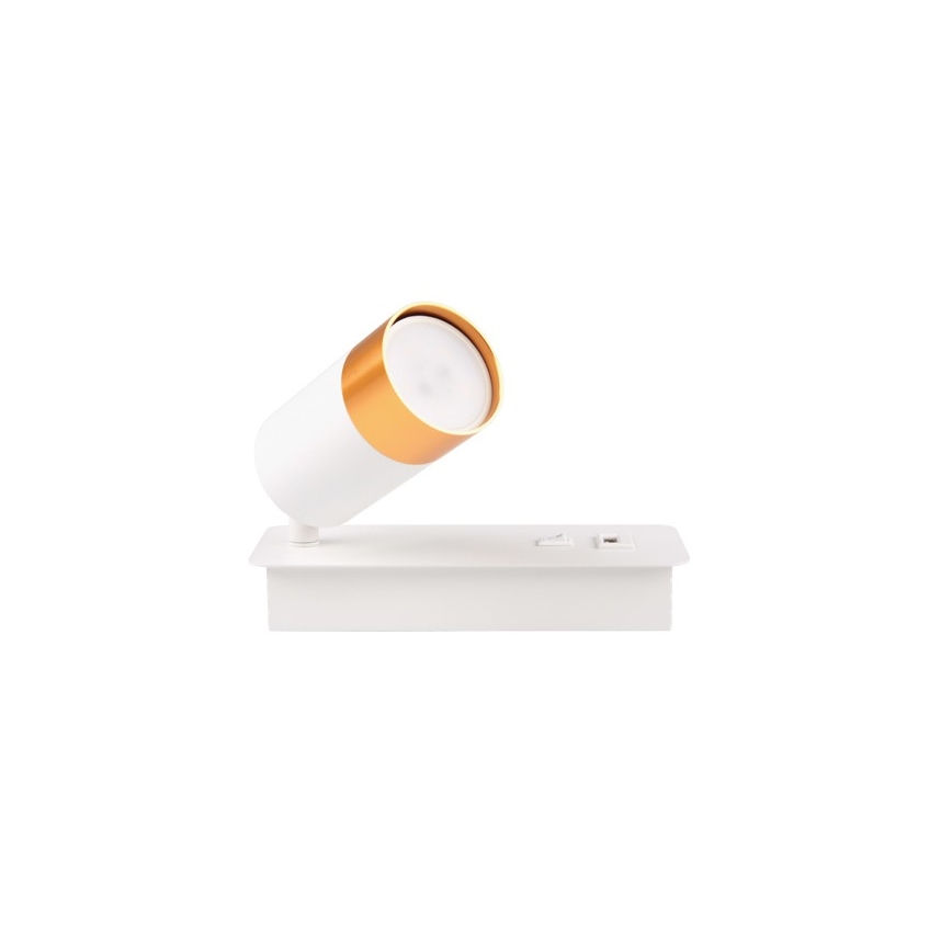 Vægspot med USB-oplader 1xGU10/35W/230V hvid/guldfarvet